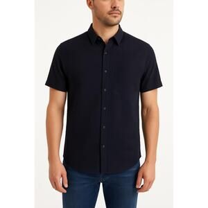 Denim & Flowers‎ Ricky Singh Black Red Dots Button Up Short Sleeves Shirt Mens L